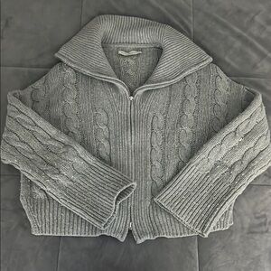 Chic Grey Cable Knit Sweater